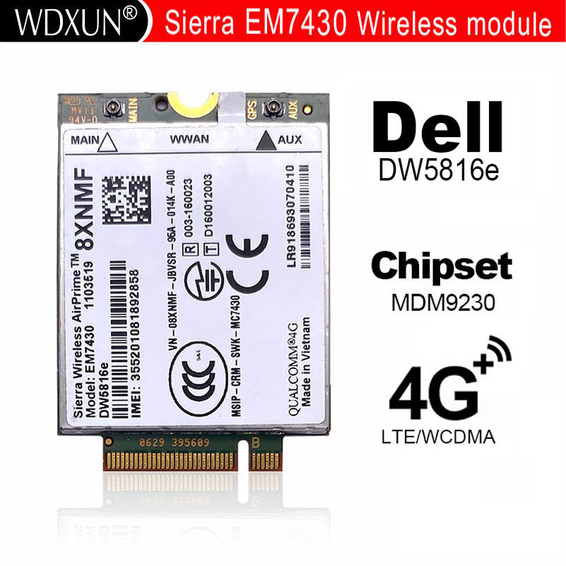 EM7430 DW5816e GOBI6000 4G card LTE for Dell Latitude 7280 7285 7290 7389 7390 7480 7490 E7470 Cat6 