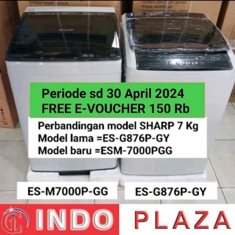 MESIN CUCI 1 TABUNG 7 KG SHARP ES-G876P-GY / 7 KG ES-M7000PGG / 8 KG ES-M8000PGG