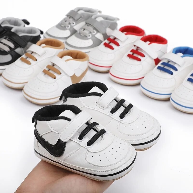 Meckior Baby Shoes Classic Striped Toddler Sneakers Newborn Non-slip Rubber Sole Baby Boy Girl Shoes