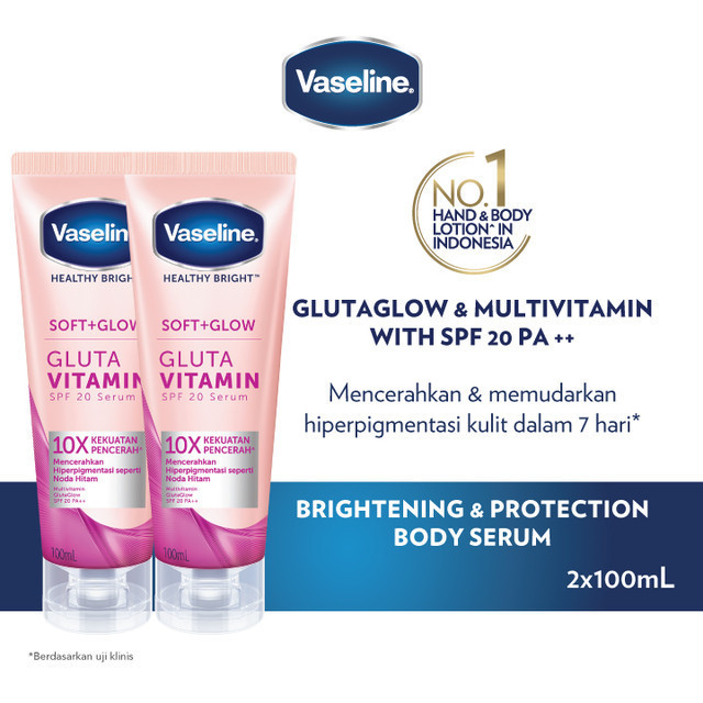 VASELINE SOFT GLOW GLUTA VITAMIN SPF 20 BODY SERUM WITH NIACINAMIDE 100ML x2