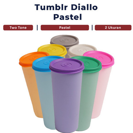 Gelas Tutup Warna Pastel 360ml - Tumbler Gelas Tutup Murah Pastel Diallo