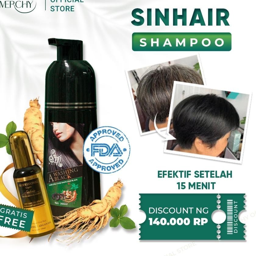 Promo Hair color shampoo penghitam rambut uban Sin Hair shampoo jepang