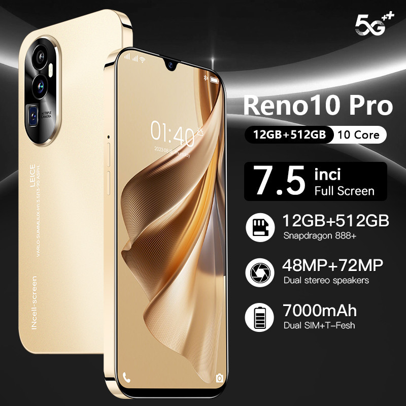 【2024 HP】Hp murah Reno10 Pro 7.5inch Handphone  Asli Original bluetooth 12GB+512GB 7000mAh Dual SIM 