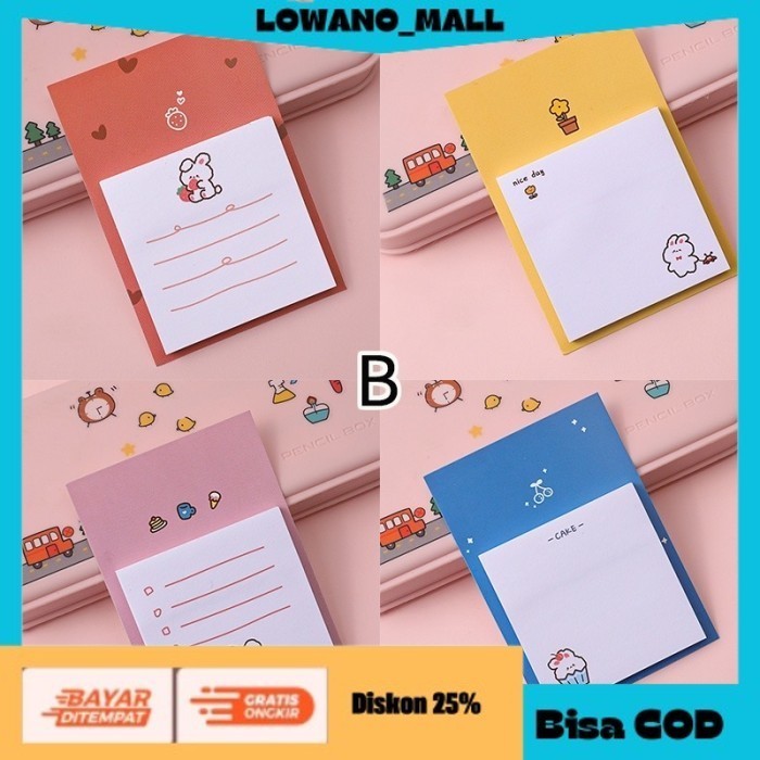 

[[LOWANOMALL6]] TERLARIS Cartoon Sticky Notes Memopad Korean Cute 30 Lembar B. RED COD