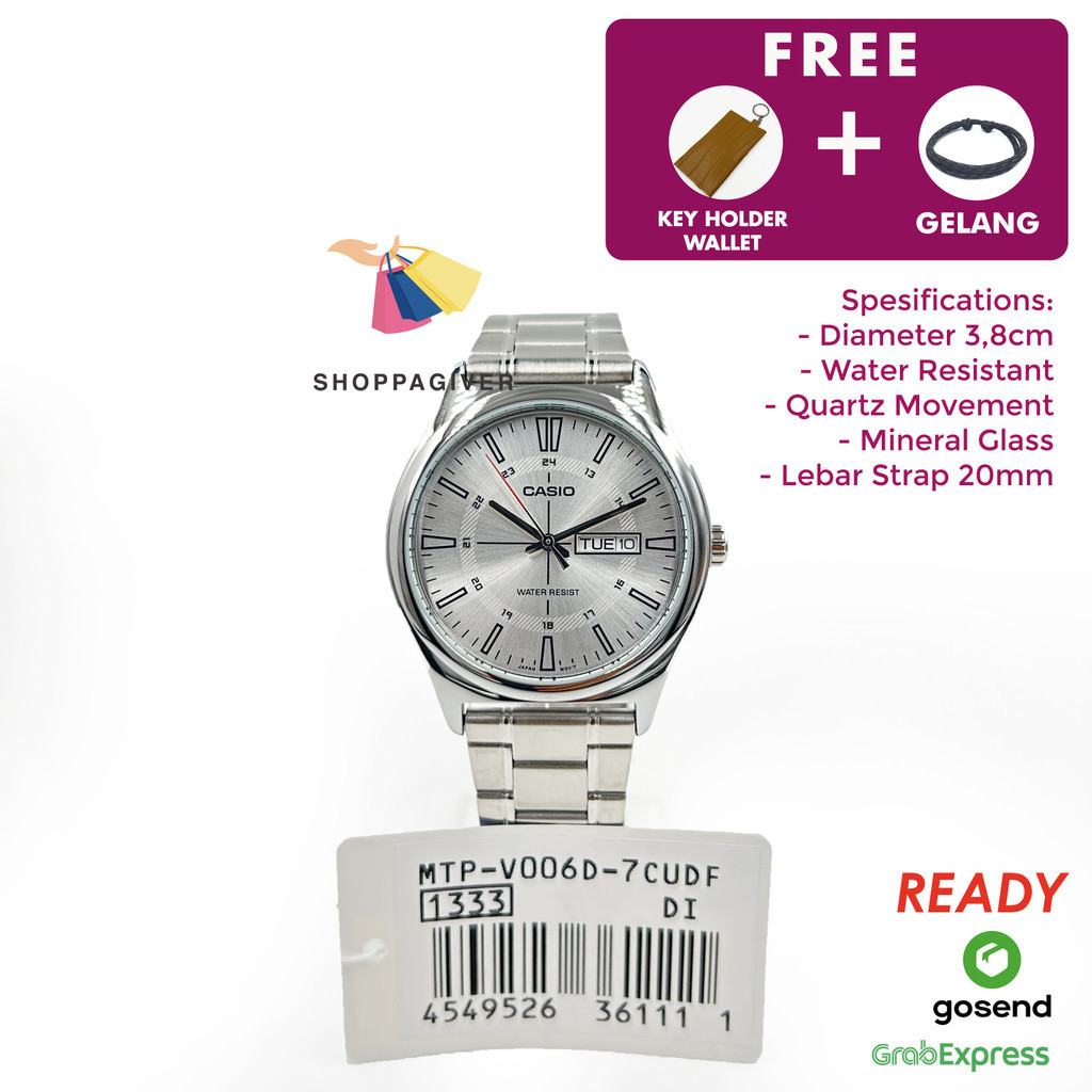 Jam Tangan Pria Original Casio Analog MTP-V006D-7C / MTP-V006D-7CUDF Murah Bergaransi Free Gelang
