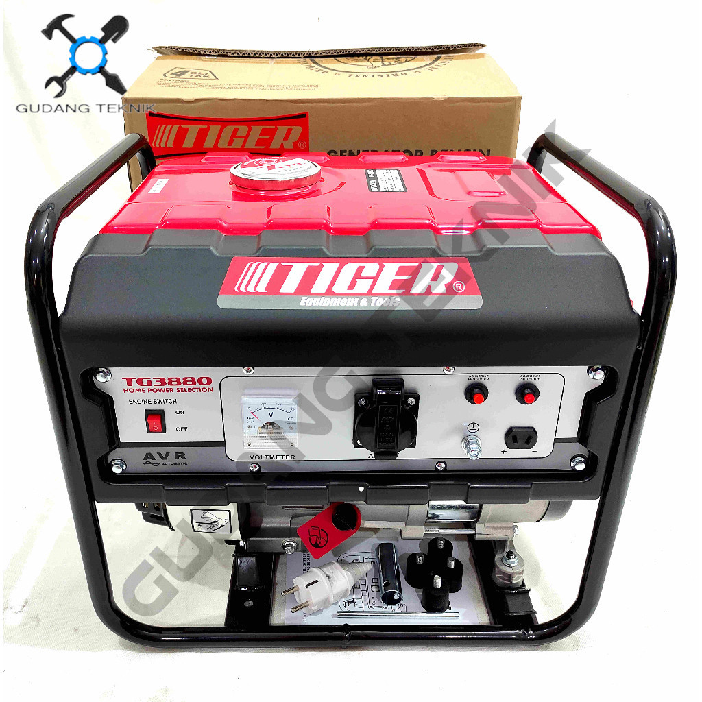 Mesin Genset 4 Tak 1100 Watt TG3880 TIGER / Power Generator Bensin Portable AVR Automatic Genset Ben