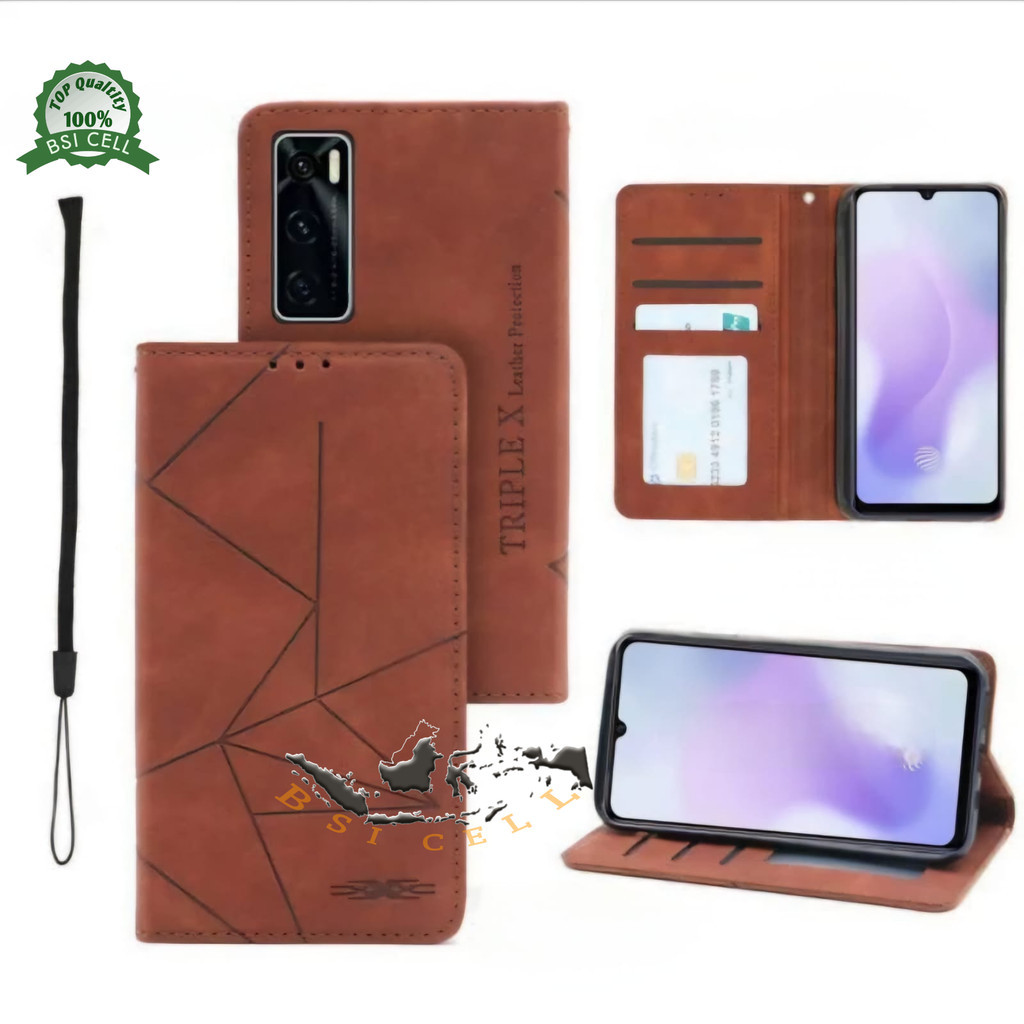 Case Vivo V20 SE (V2022) Sarung Hp Dompet Kulit Flip Cover Magnet Tanpa Kancing