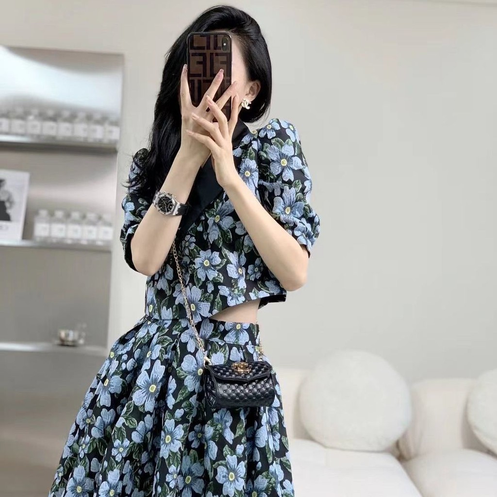 New Xiaoxiangfeng Qingshu Yujie Fashion Western Fragrant Short Skirt Set for Women