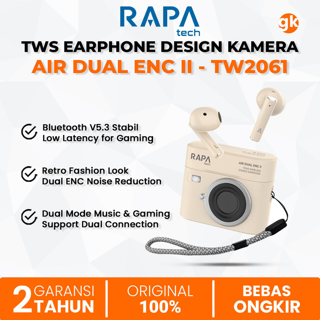 RAPAtech AIR Dual ENC II TWS Earphone True Wireless Bluetooth Headset Earbuds TW2061
