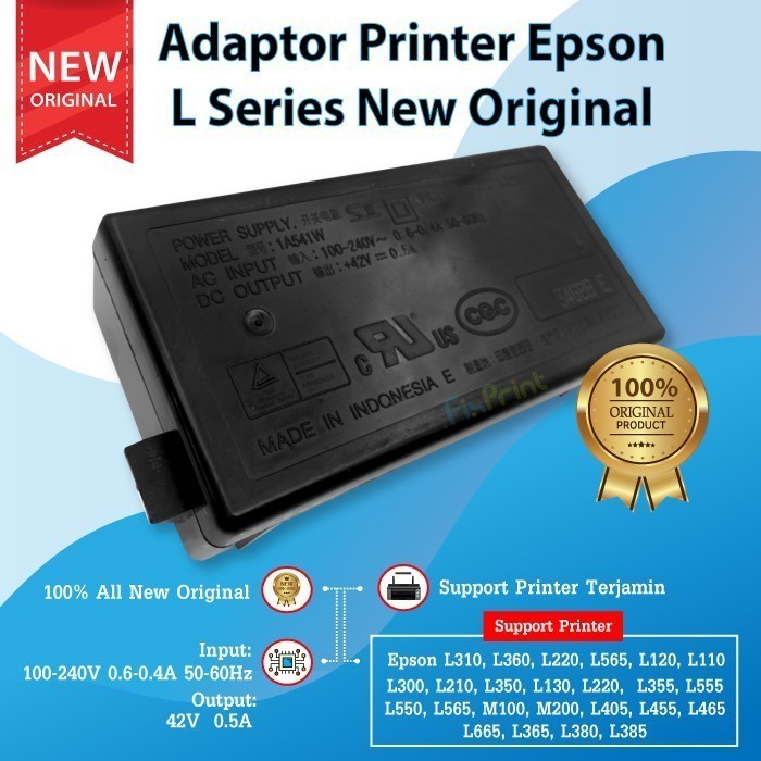 Adaptor Power Supply Epson Printer Inktank L110 L120 L121 L210 L220 L300 L310 L350 L355 L360 L365