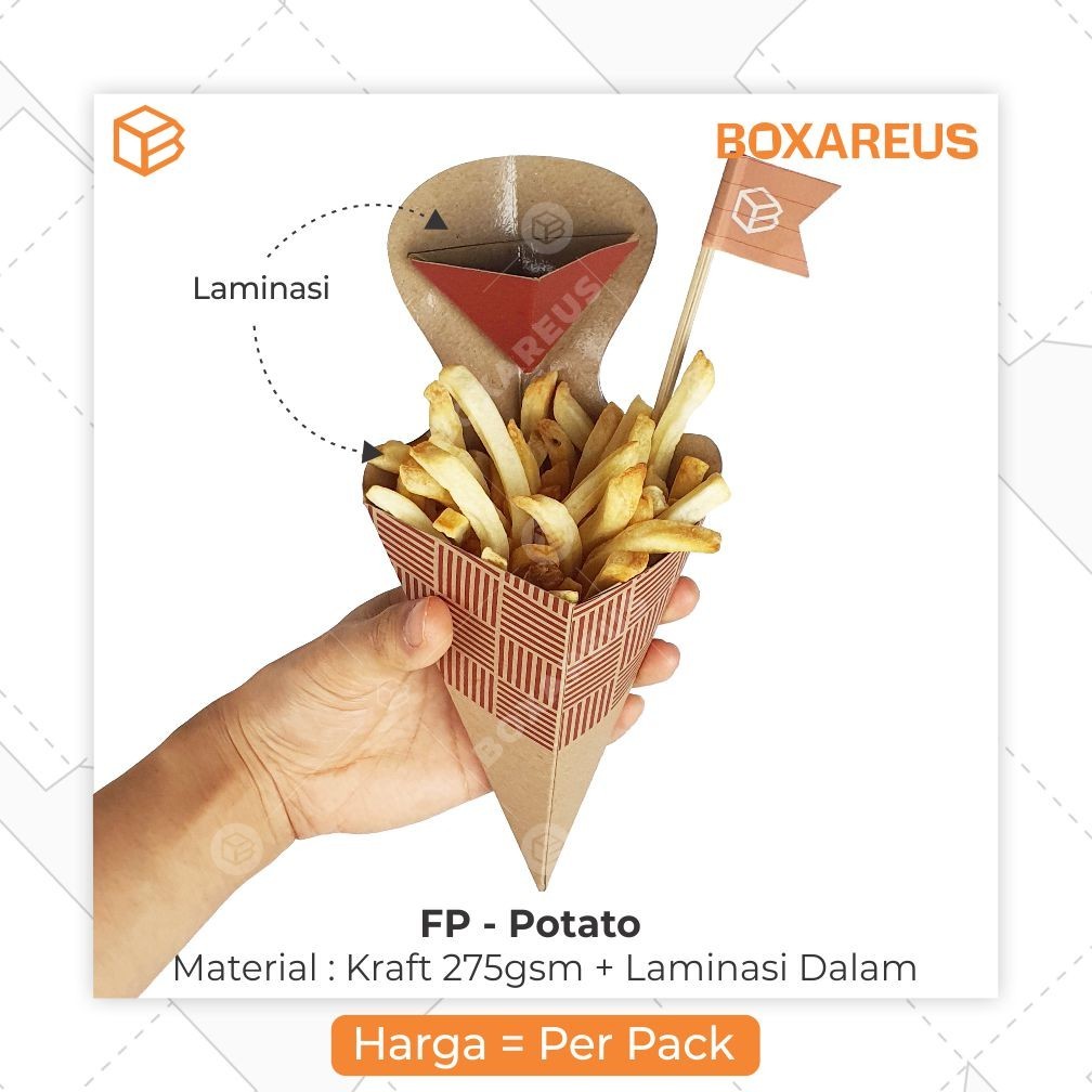 Box Kentang Goreng Dus Kemasan Snack French Fries Churros | FP Potato