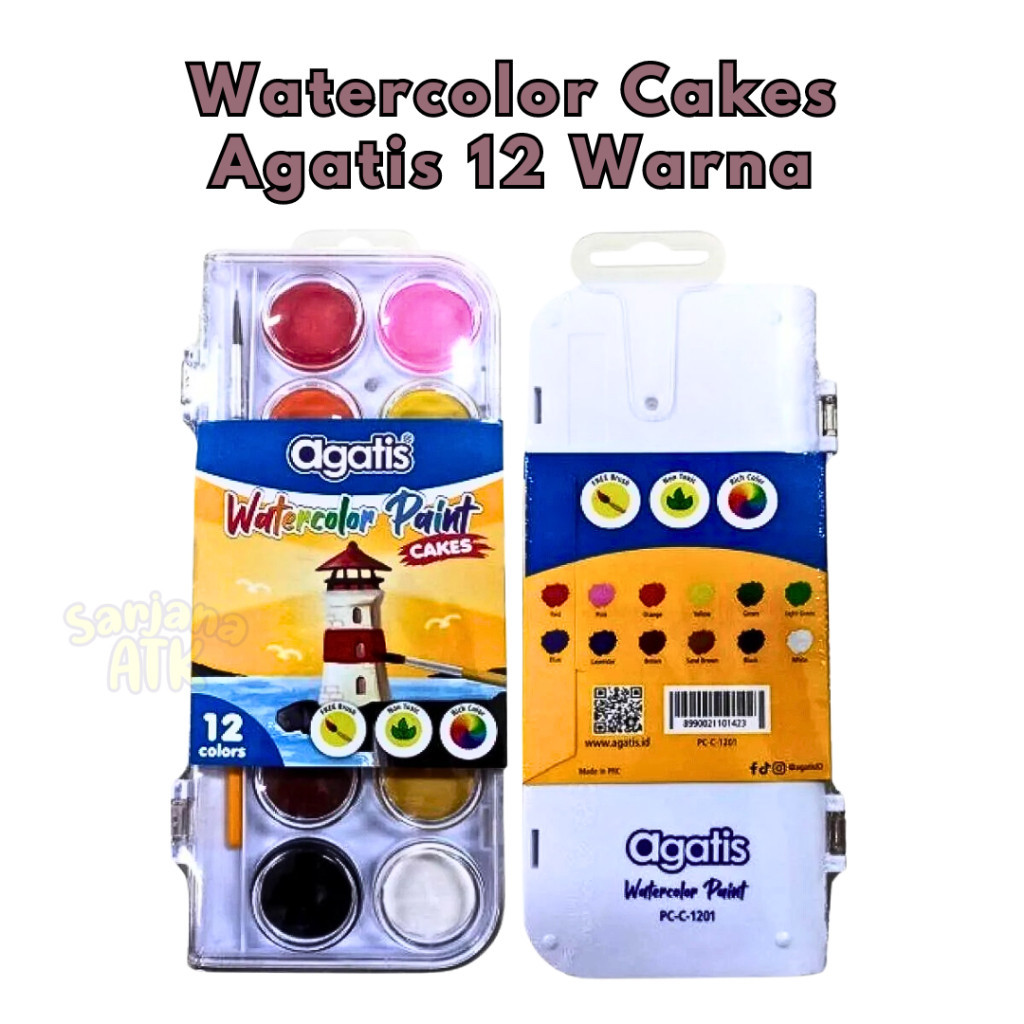 

Watercolour Cakes Cat Air 12 Warna Agatis