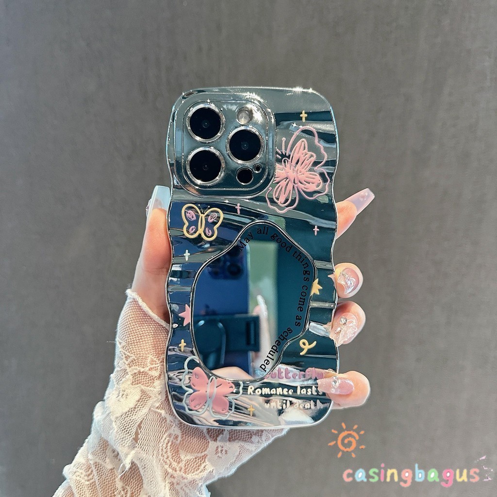 Samsung  Case Pink KUPU KUPU Mirror Case Cermin Casing Hp Samsung A02SM02SA03SA03A04M04F04A10M10 A10
