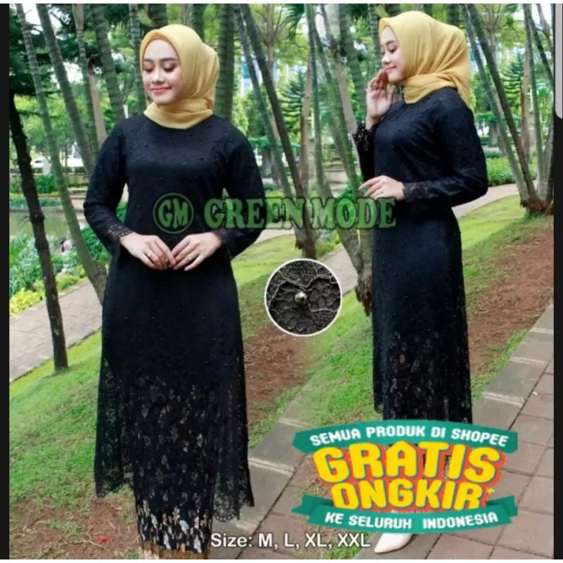 Kk COD/Atasan Kebaya Brokat Long Terbaru 2022/Atasan Tunik/stelan brokat modern/ pakaian wanita/keba