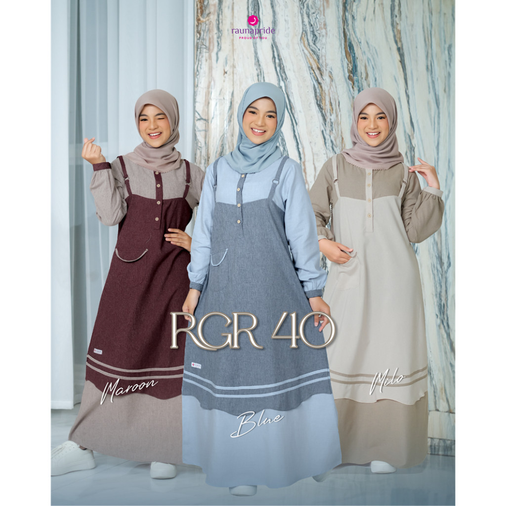 Raunapride Gamis Anak Remaja RGR 40 Gamis Anak Muslimah Warna Biru/Marun/Milo