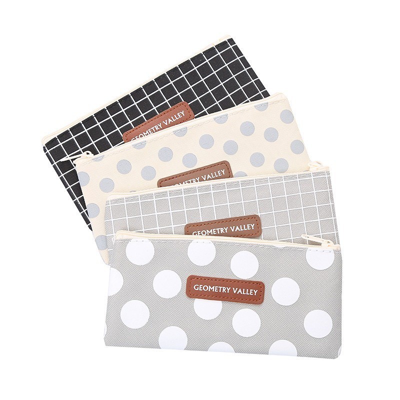 

Tempat Pouch Pensil Case Aesthetic Gift Kid School Kotak Pensil Kain Motif Geometri Simpel Elegan