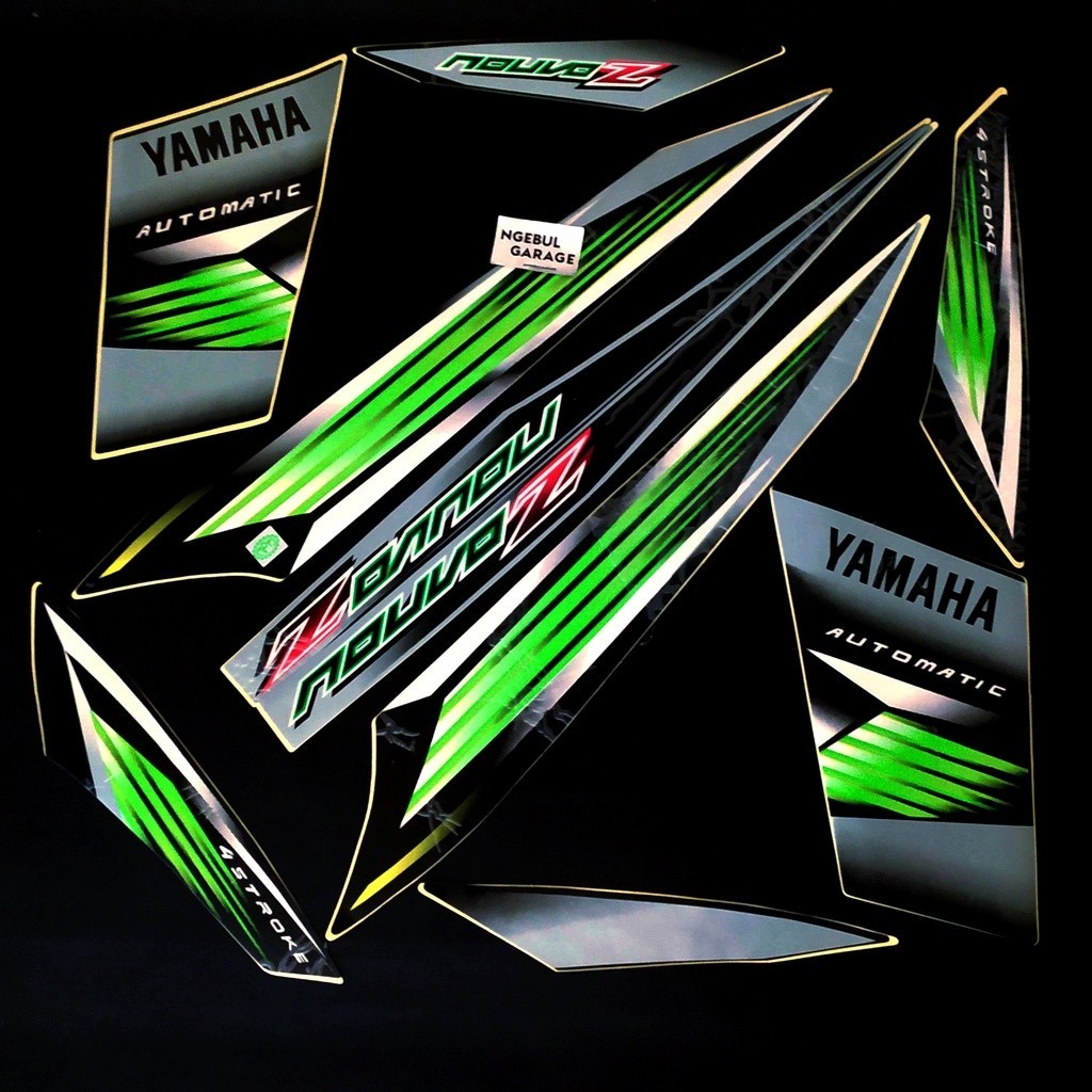 Stiker Nouvo Z 2007 Striping YAMAHA IMI HIJAU SILVER PUTIH
