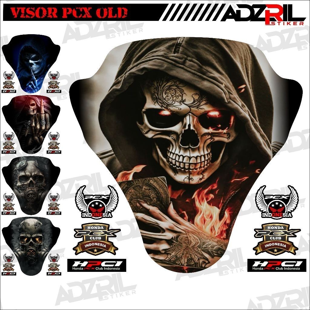 Stiker visor Winshield HONDA PCX 150 OLD TENGKORAK FUCEK YOU KEREN  (049) / stiker  Winshield  gamba