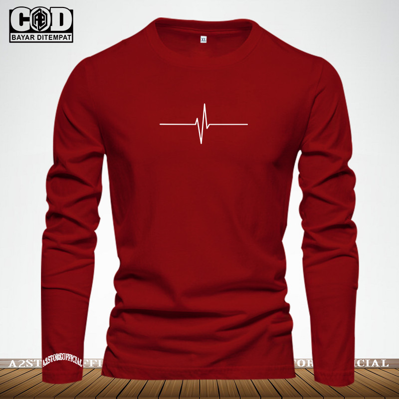 Baju Kaos Pria & Wanita Lengan Panjang / Tshirt Distro Logo D3t4k Jantung Text Putih / Baju Kaos Pri