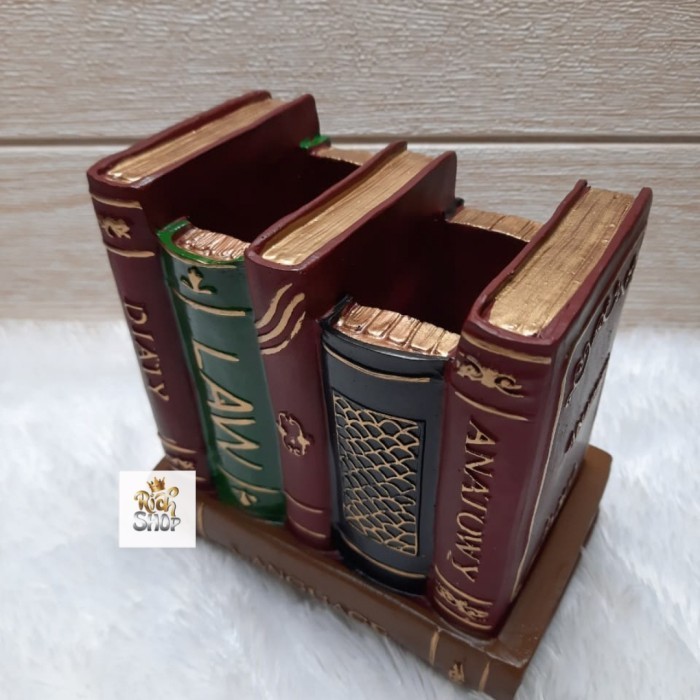 

Thosti Pajangan Dekorasi Meja Vintage Tempat Pensil Dummy Buku Hiasan Meja - Gold