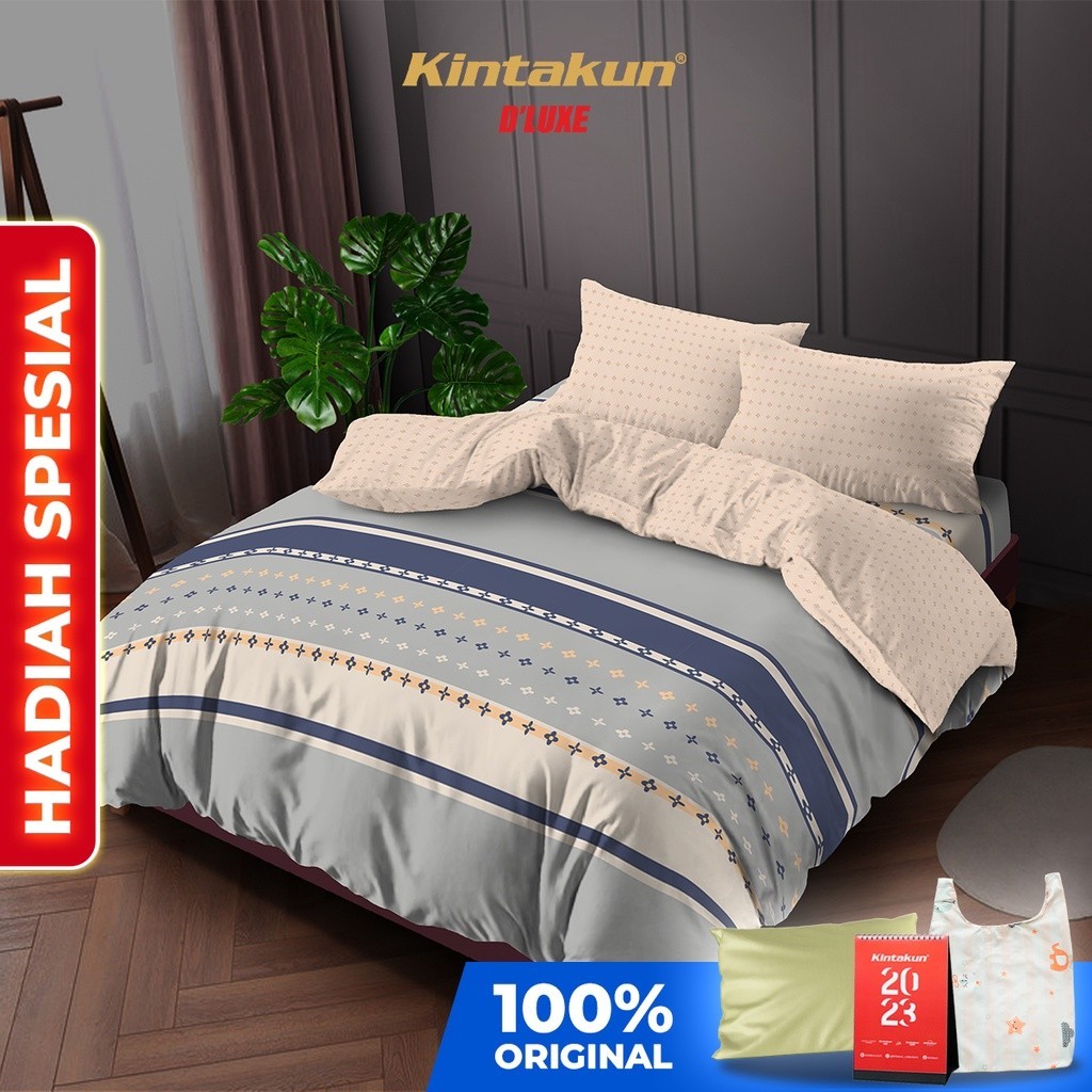 Kintakun Bedcover Set Fitted 160/180 Madana Aesthetic Dluxe Microtex Krem