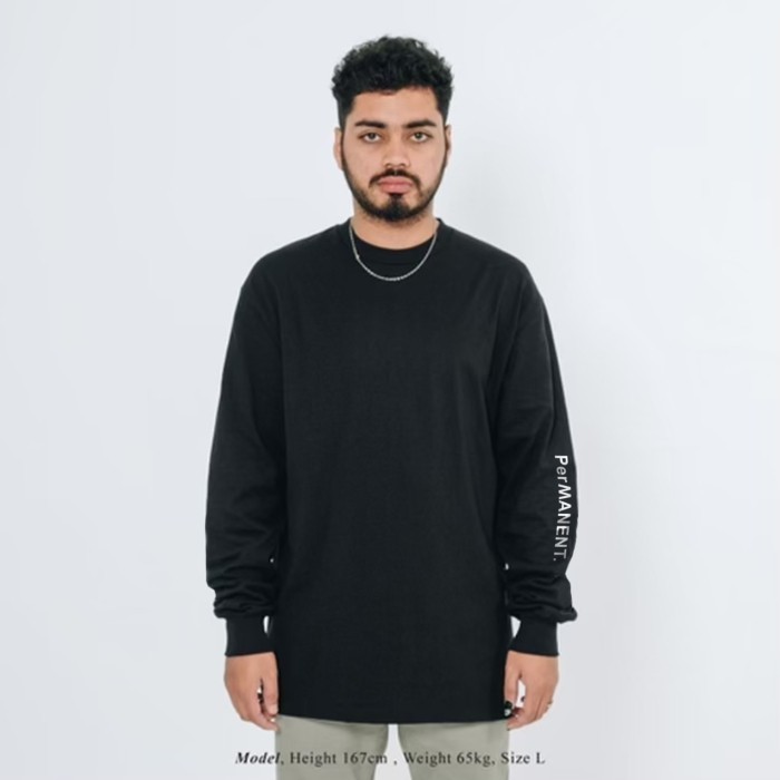 UNKL347 Kaos Longslevees Katun Kaos Lengan Panjang Motif Hitam DEFO