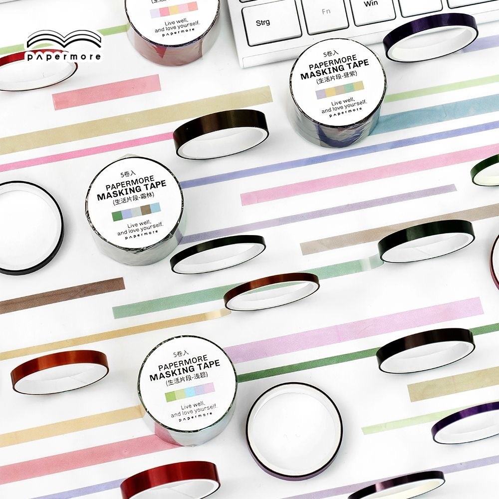 

Masking Tape Set 5pc Essential Collection / Dekorasi Lucu Unik Journal DIY Scrapbook