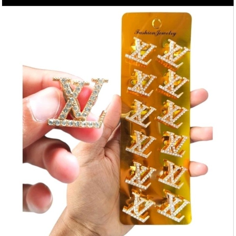 Bros dagu brand LV dior isi 12 pcs pin hijab gold silver broch kerudung
