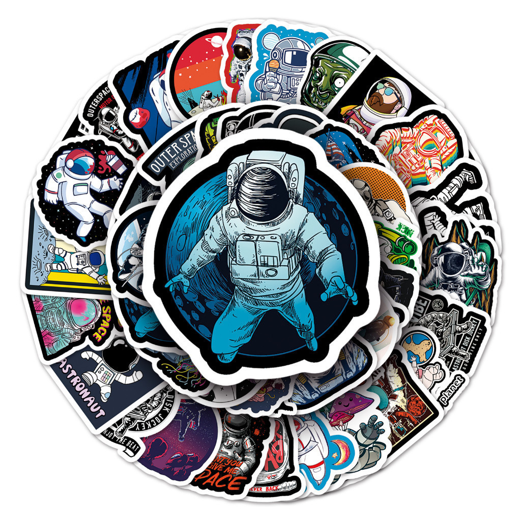 

Sticker Pack vinyl isi 50 - 100 pcs | anti air varian SPACEMEN | glossy matte | laptop helm tumbl koper Stiker