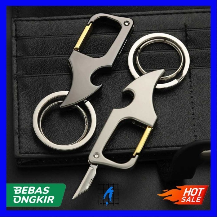 Dalaful Gantungan Kunci Karabiner EDC Pisau Pembuka Tutup Botol