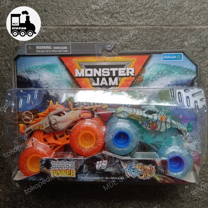 Spin Master Monster Jam Earth VS Surf  HORSE POWER VS AQUA STALLION
