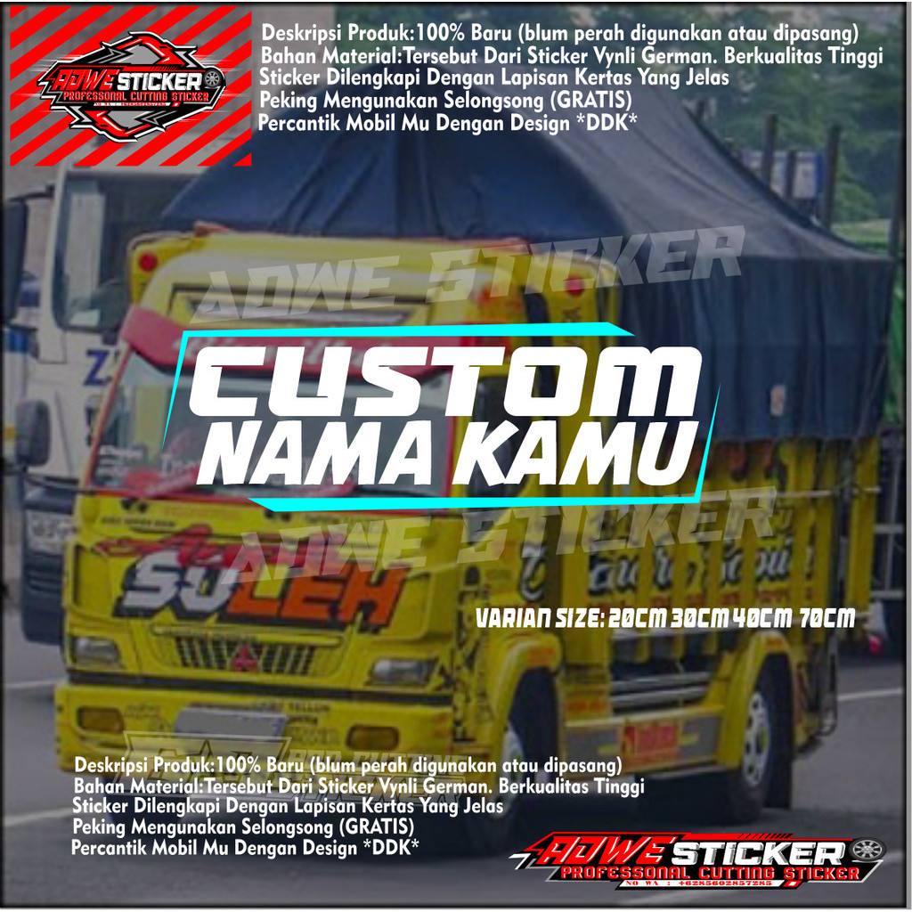 STIKER MOBIL STICKER CUTTING CUSTOM KATA KATA BUAT KACA SAMPING TRUCK PICKUP