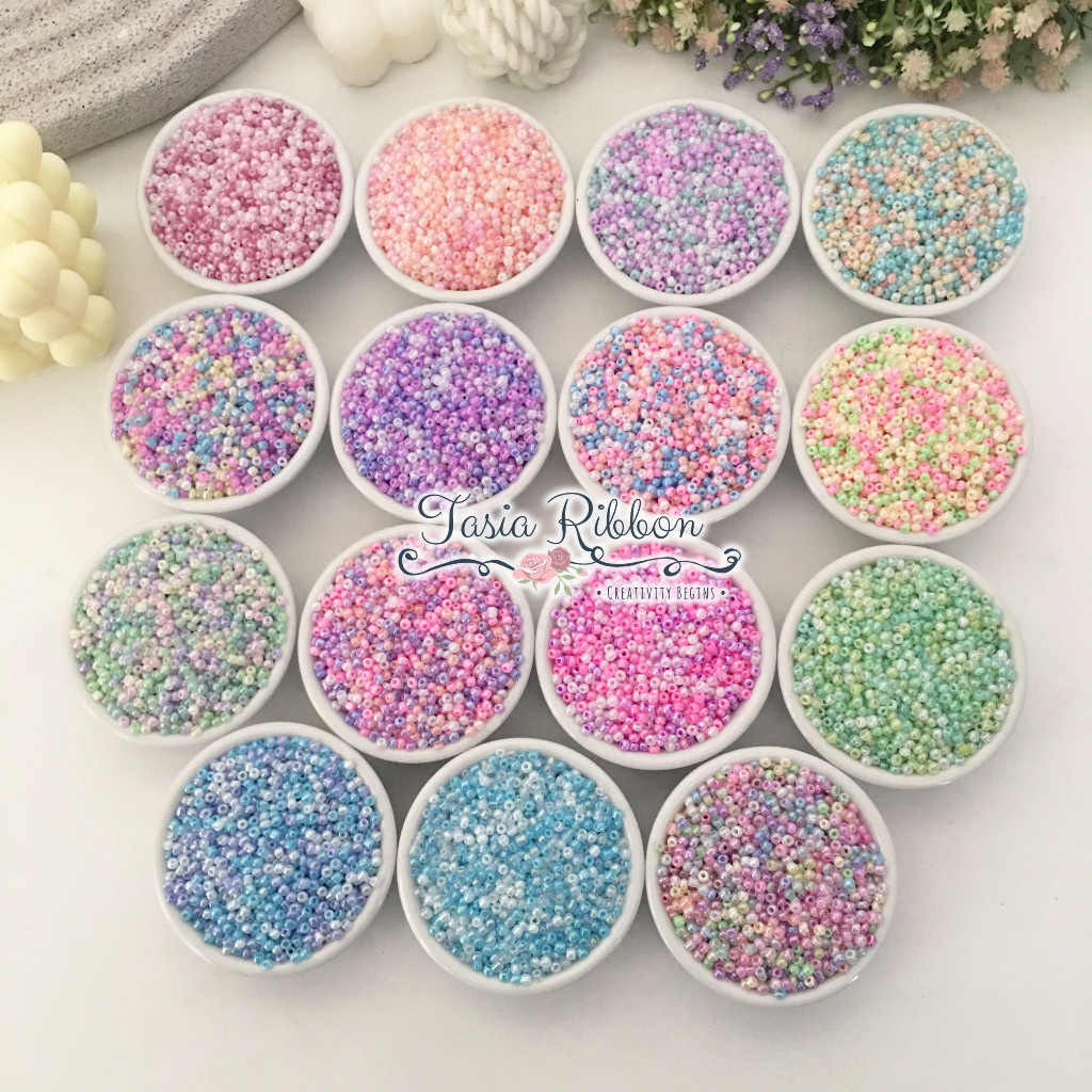 manik shop Mote Payet Pasir Ceylon MIX 6/0 dan 8/0 (Manik Payet Pasir Pastel)