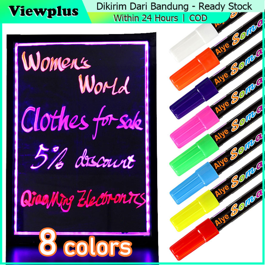 

8Pcs/Pack Spidol Blackboard Fluorescent Marker Spidol LED Writing board 7mm / Chalk Marker