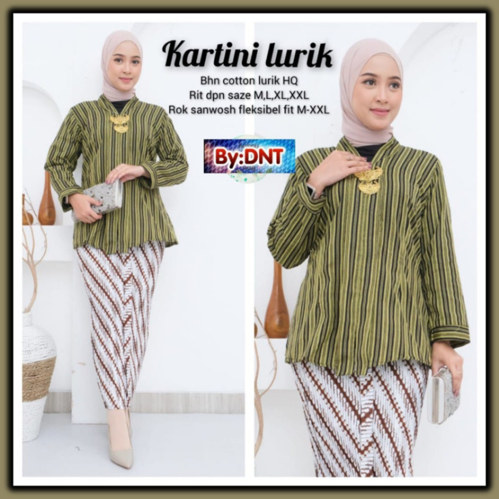 LURIK KARTINI Setelan Kebaya Lurik nita Modern Kekinian Atasan & Rok Simpel Elegan Kualitas Premium