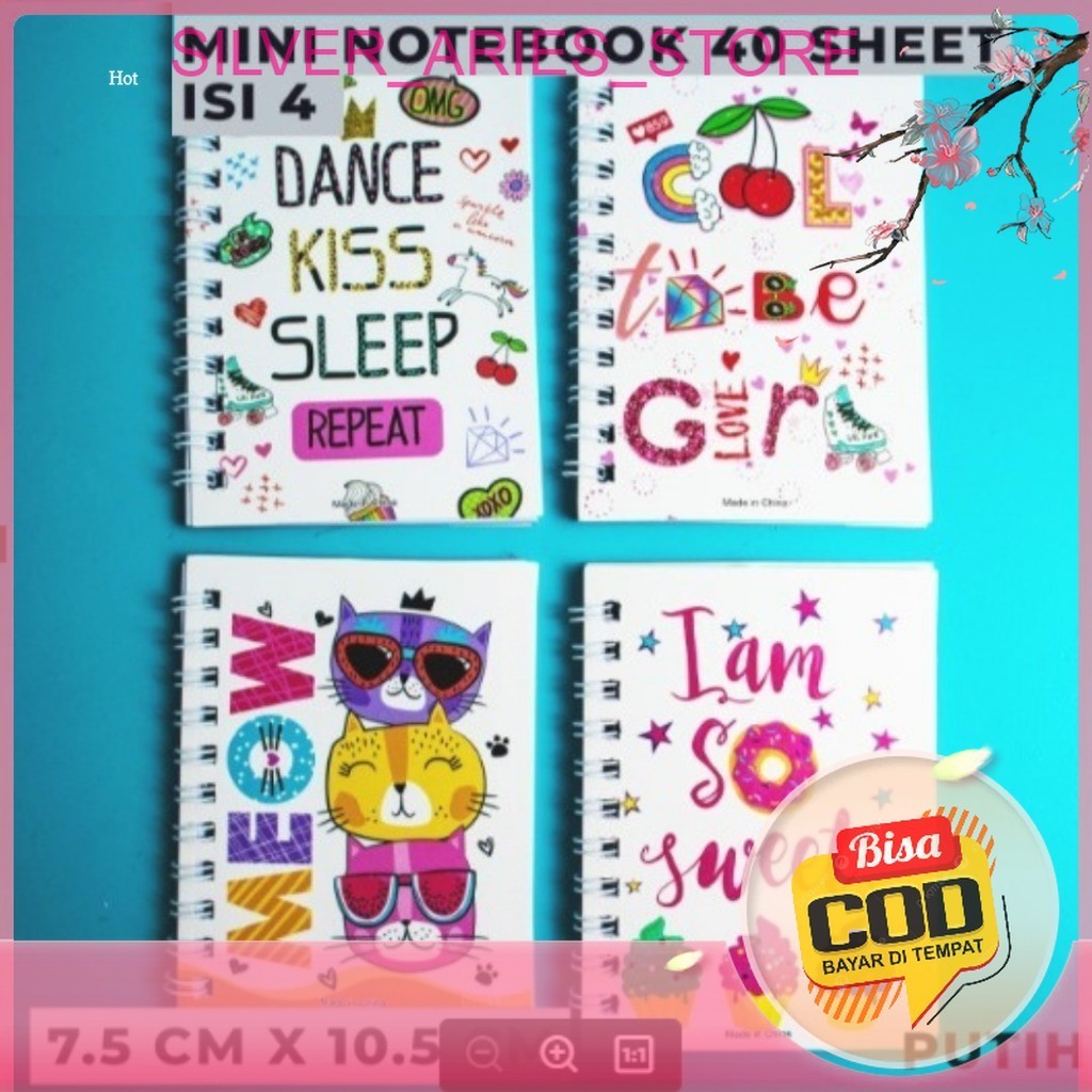 

Silver Aries [COD]. PAKET HEMAT BUKU MINI ( 1 RENCENG / 4PCS ) NOTEBOOK KARAKTER MINI 7,5X10,5CM