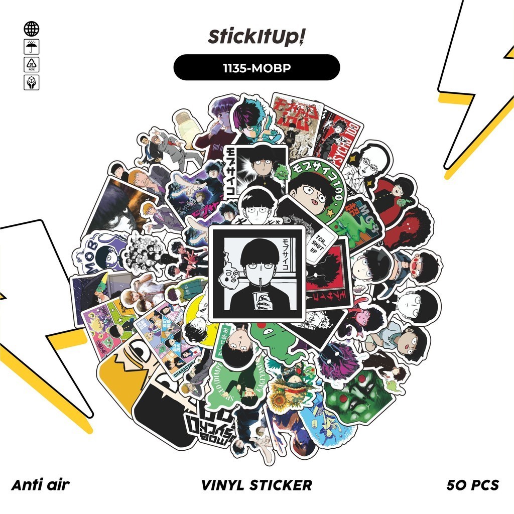 

COD✨ 100 Pcs Stiker Pack Mob Psycho 100 Lucu Lucu Aesthetic Vynil Waterproof untuk Freebies Sticker Buku Journal Casing HP Laptop