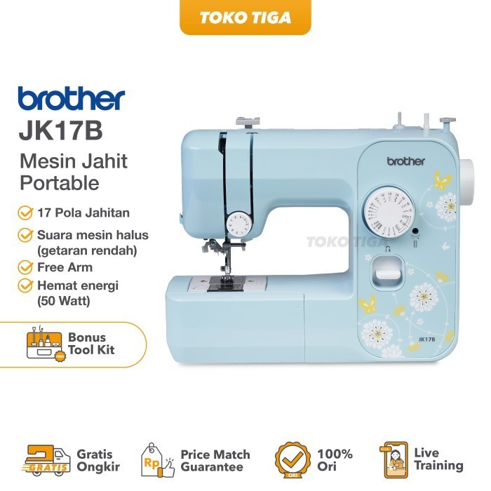 Mesin Jahit BROTHER JK-17B / JK17B Portable Multifungsi (Exclusive) - Mesin