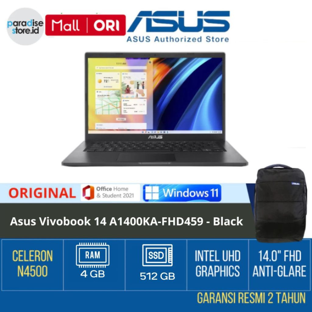 Laptop Asus Vivobook 14 A1400KA-FHD459 14inch FHD Celeron N4500 / Ram 4GB / 512GB / 90NB0VH4-M00720 