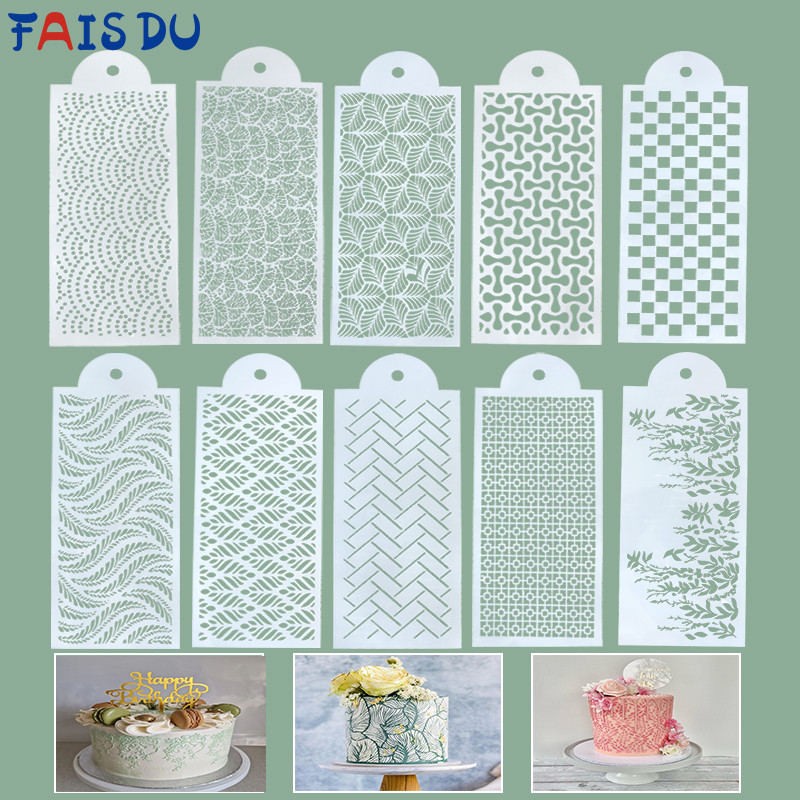 

FAIS DU Fondant Cake Mesh Stamps Stencils For DIY Craft Making Wedding Cake Design Plastic Spray Template Cookie Painting Mold