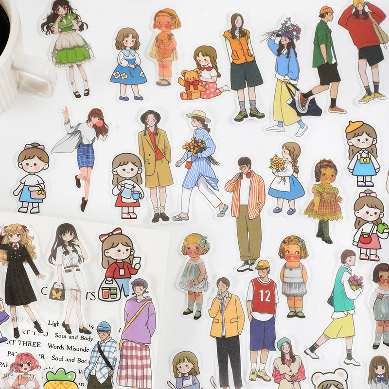 

40 pcs/pack Cute cartoon girl Decorative Sticker Scrapbooking diy Label Diary Stationery Album Journal Fashion boy Stick
