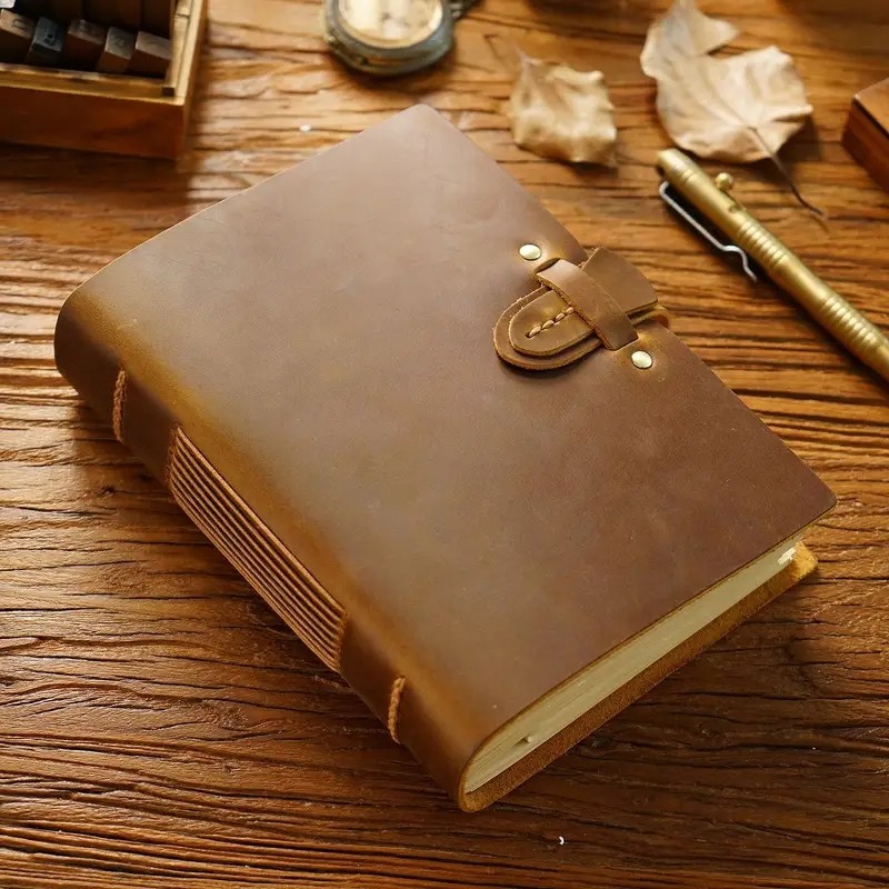 400 Pages Handmade Sketbook Cowhide Cover Vintage Notebook Creative Notebook Diary Gift