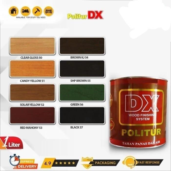 Dx cat Politur kayu isi 1 liter sirlak kayu kusen lemari pintu pernis Kuning Kaleng Paint
