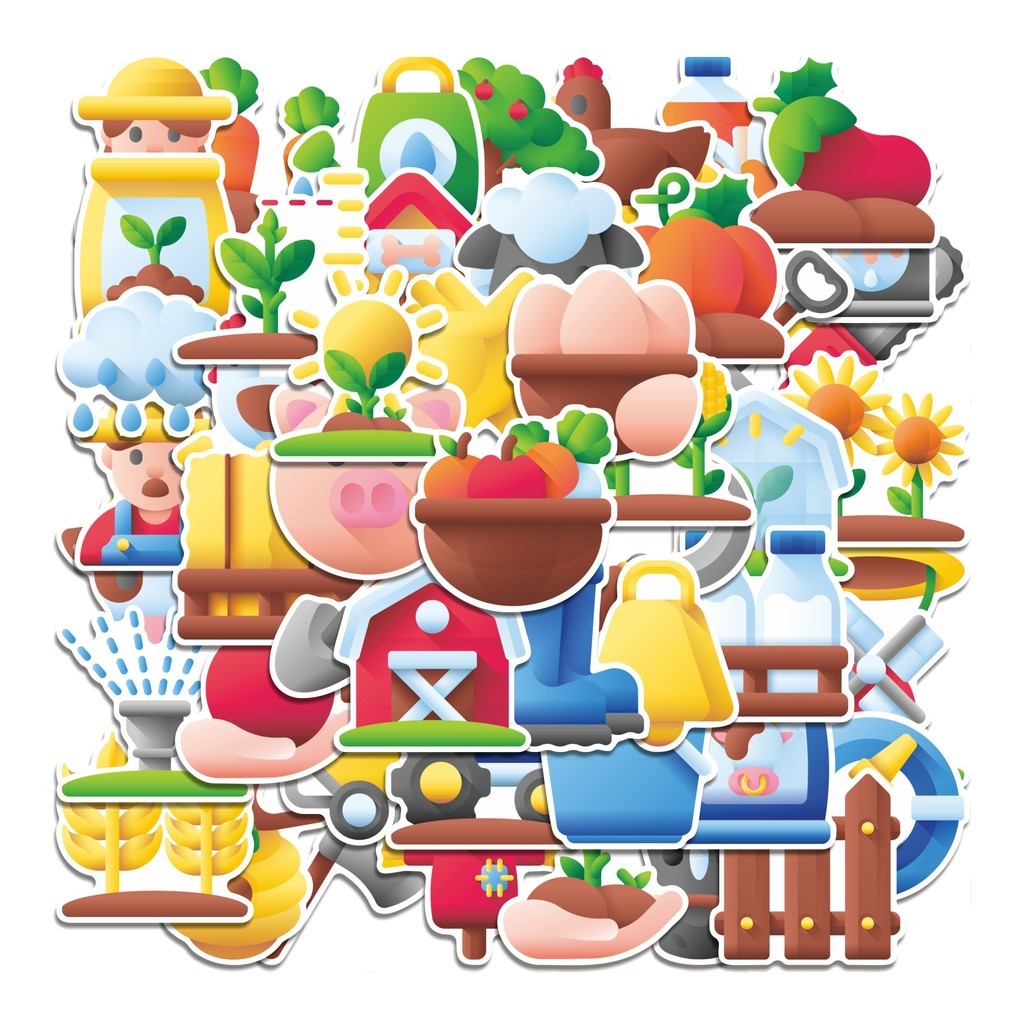 

COD 50 Pcs Stiker Farming Lucu Anti Air Untuk Dekorasi Notebook Sepeda Skateboard Handphone