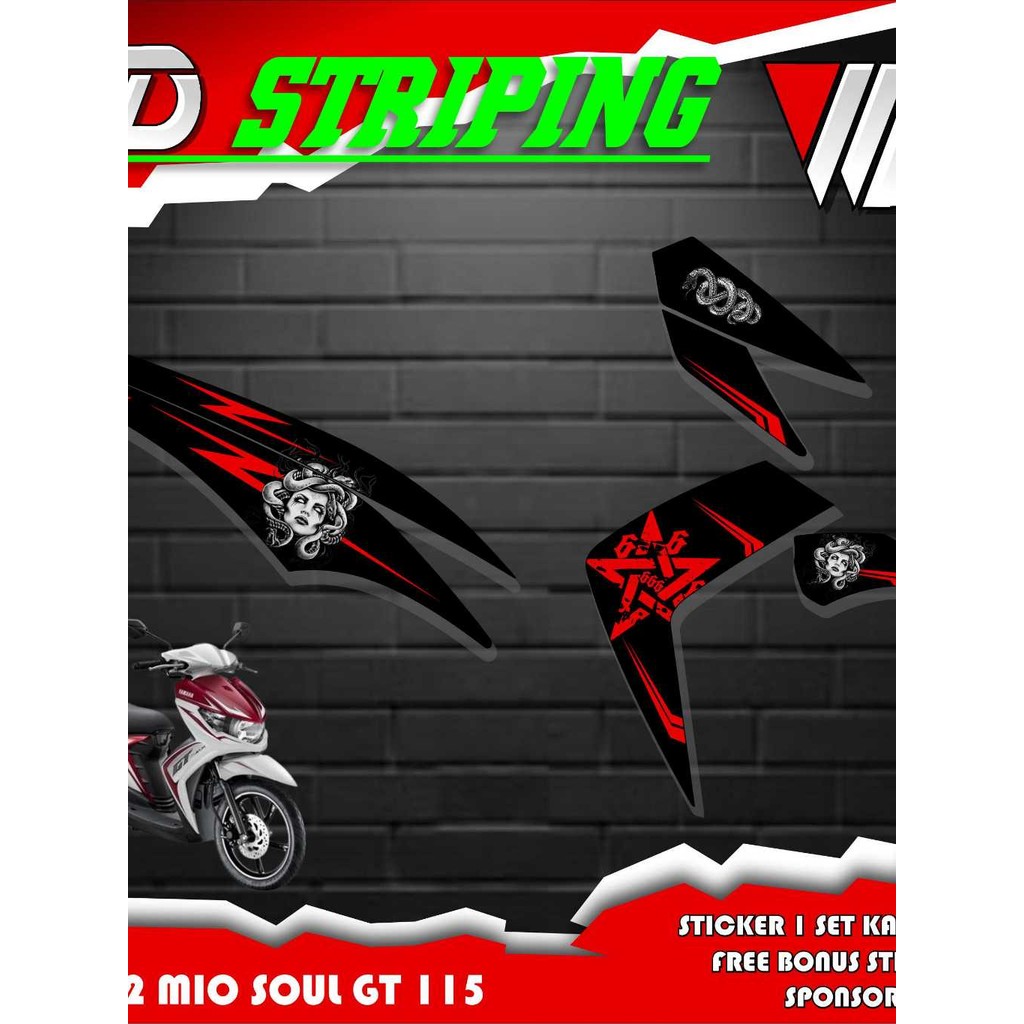 02002 Striping sticker sepeda motor mio soul gt 115 motif vietnam keren