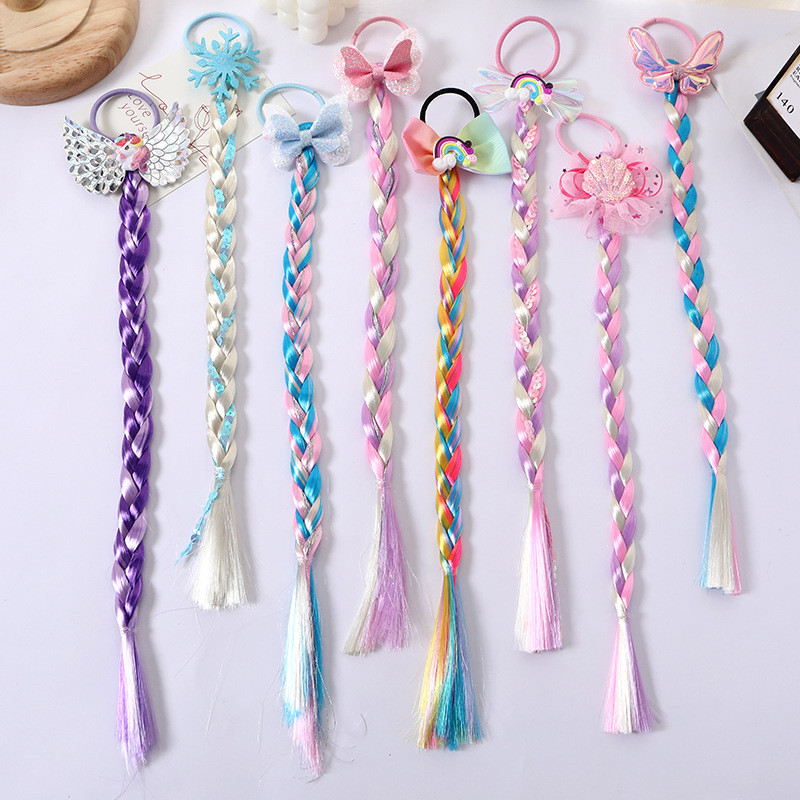 NEW PRODUCT CN - IKAT RAMBUT UNICORN ANAK PEREMPUAN MODEL WIG PALSU WARNA-WARNI ANAK KOREA / IKAT