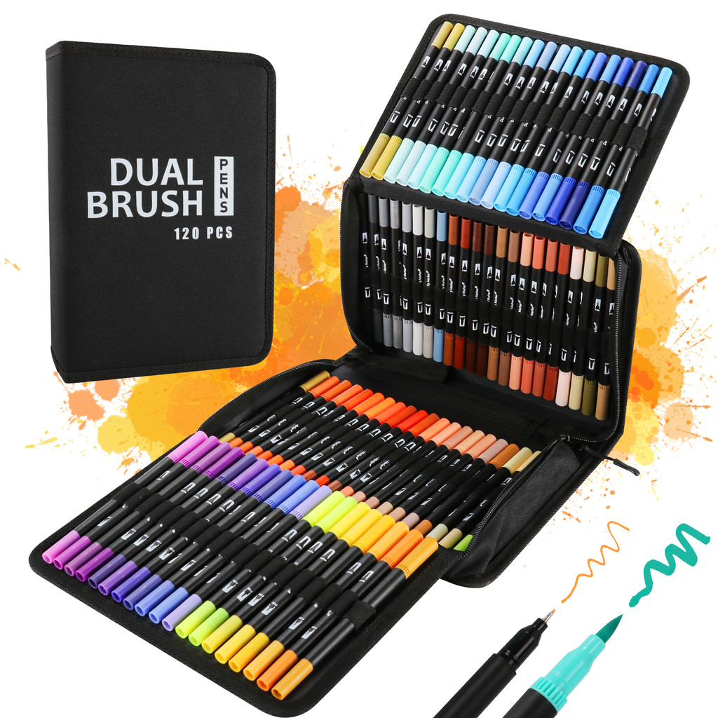 

12/48/72/132 Colors Watercolor Art Markers Brush Pen Dual Tip Fineliner Drawing for Calligraphy Painting Stationery Art Supplies