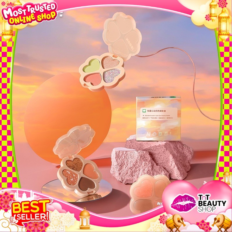 NOBB Adorable Sunset Eye Shadow Palette Heart Eyes Make Up - 4  Color Highlight Shimmer Eyes  | TnT 