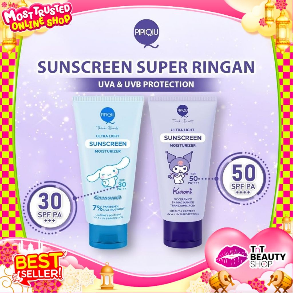 Pipiqiu Ultra Light Sunscreen Moisturizer Calming & Soothing Spf30 Bright & Protect Spf50 TnT Beauty