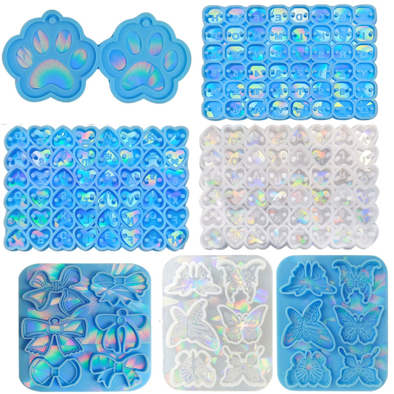 

Holographic Paw Bowknot Butterfly Heart Silicone Mold Epoxy Resin Earring Necklace Pendant Mould DIY Crafts Jewelry Making Tool